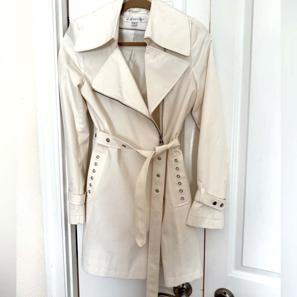 Via Spiga white Trench Coat with Belted Waist